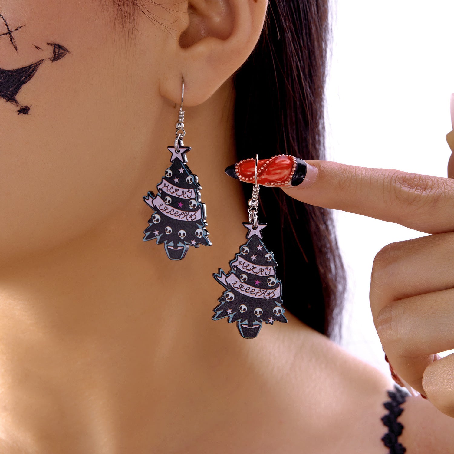 Wholesale  Acrylic Flower Ghost Skull Tree Earrings